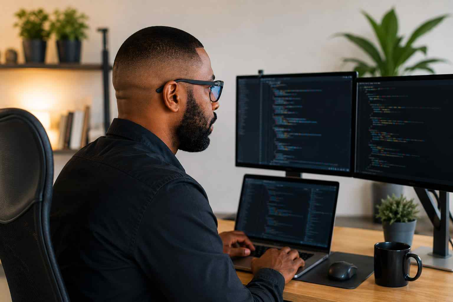 image d'un consultant web devant ses écrans
